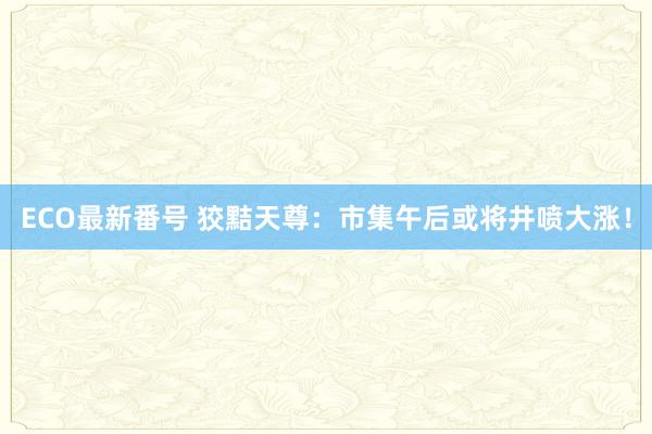 ECO最新番号 狡黠天尊：市集午后或将井喷大涨！