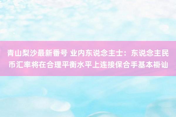 青山梨沙最新番号 业内东说念主士：东说念主民币汇率将在合理平衡水平上连接保合手基本褂讪