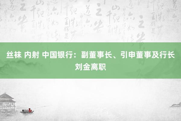 丝袜 内射 中国银行：副董事长、引申董事及行长刘金离职