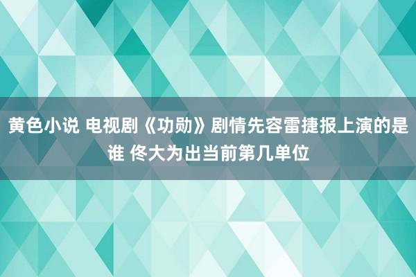 黄色小说 电视剧《功勋》剧情先容雷捷报上演的是谁 佟大为出当前第几单位