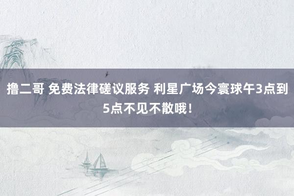 撸二哥 免费法律磋议服务 利星广场今寰球午3点到5点不见不散哦！