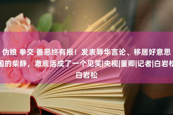 伪娘 拳交 善恶终有报！发表辱华言论、移居好意思国的柴静，澈底活成了一个见笑|央视|董卿|记者|白岩松