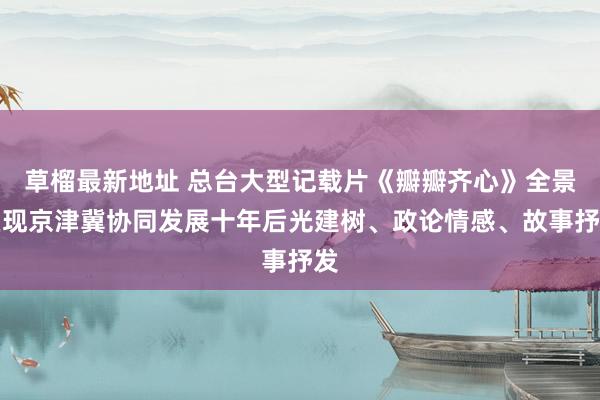 草榴最新地址 总台大型记载片《瓣瓣齐心》全景呈现京津冀协同发展十年后光建树、政论情感、故事抒发